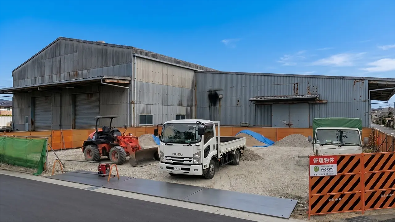 工事用地として利用されている土地の様子